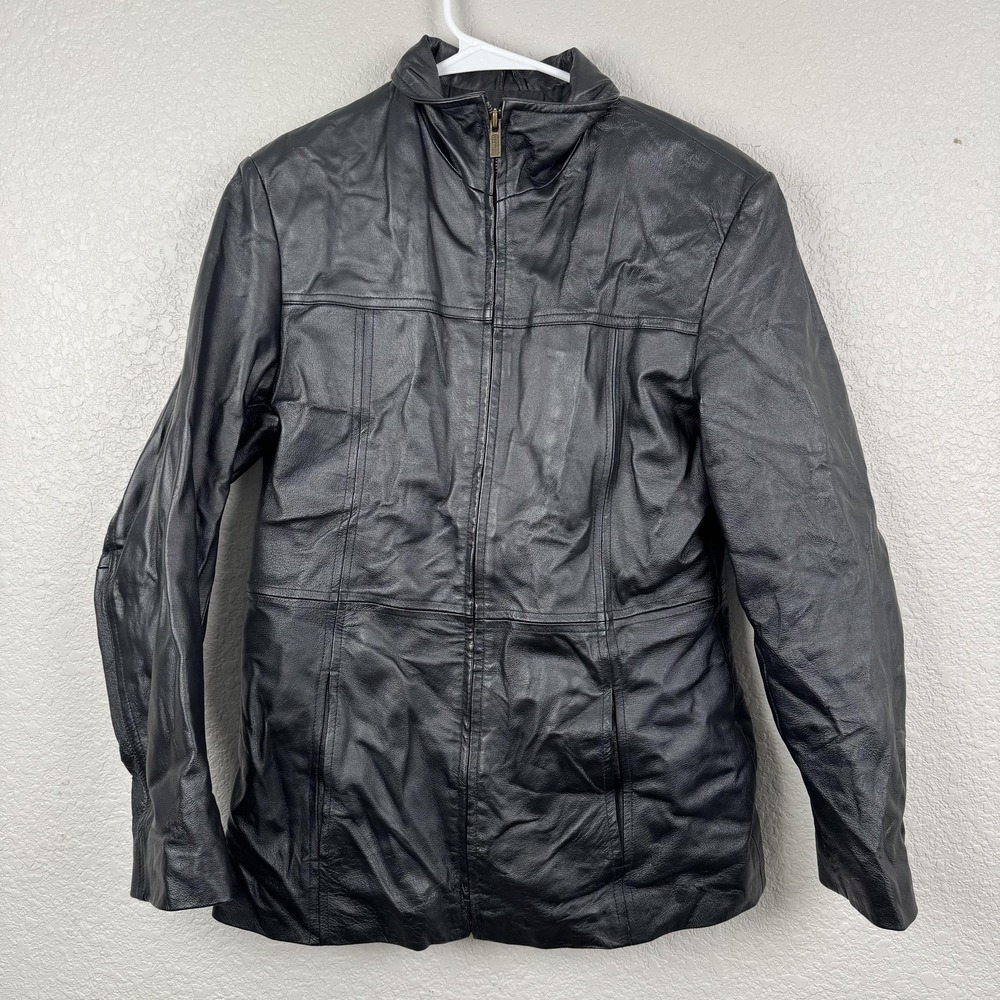 Marc Mattis Jacket Mens Small Black Genuine Leather Quilted Lining Full Zip